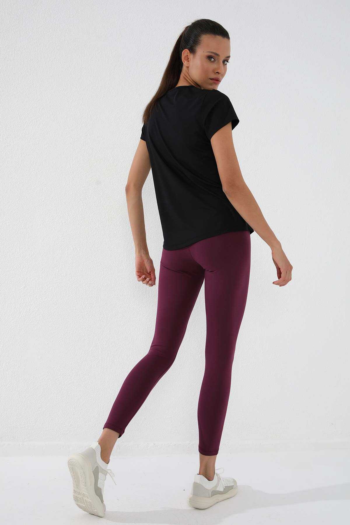 Tommylife Toptan Siyah Basic Kısa Kol Standart Kalıp O Yaka Kadın T-Shirt - 97144