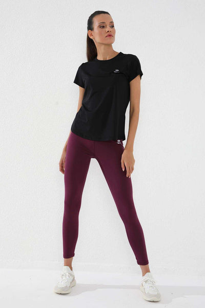 Tommylife Toptan Siyah Basic Kısa Kol Standart Kalıp O Yaka Kadın T-Shirt - 97144