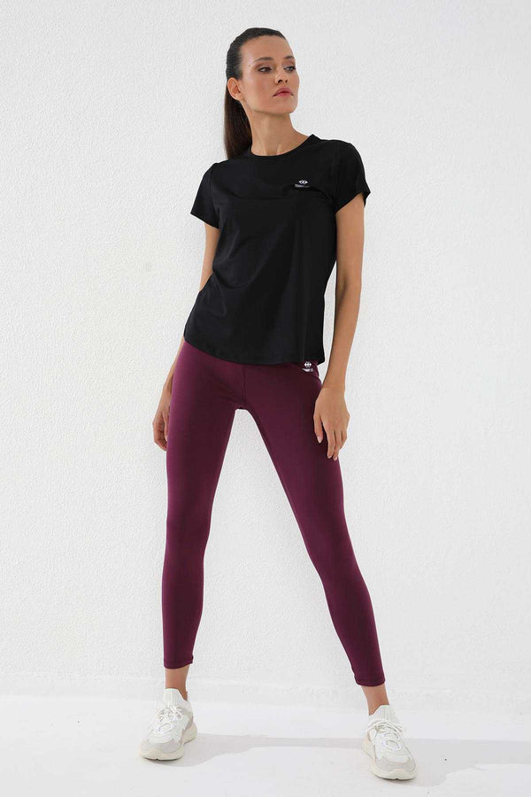 Tommylife Toptan Siyah Basic Kısa Kol Standart Kalıp O Yaka Kadın T-Shirt - 97144