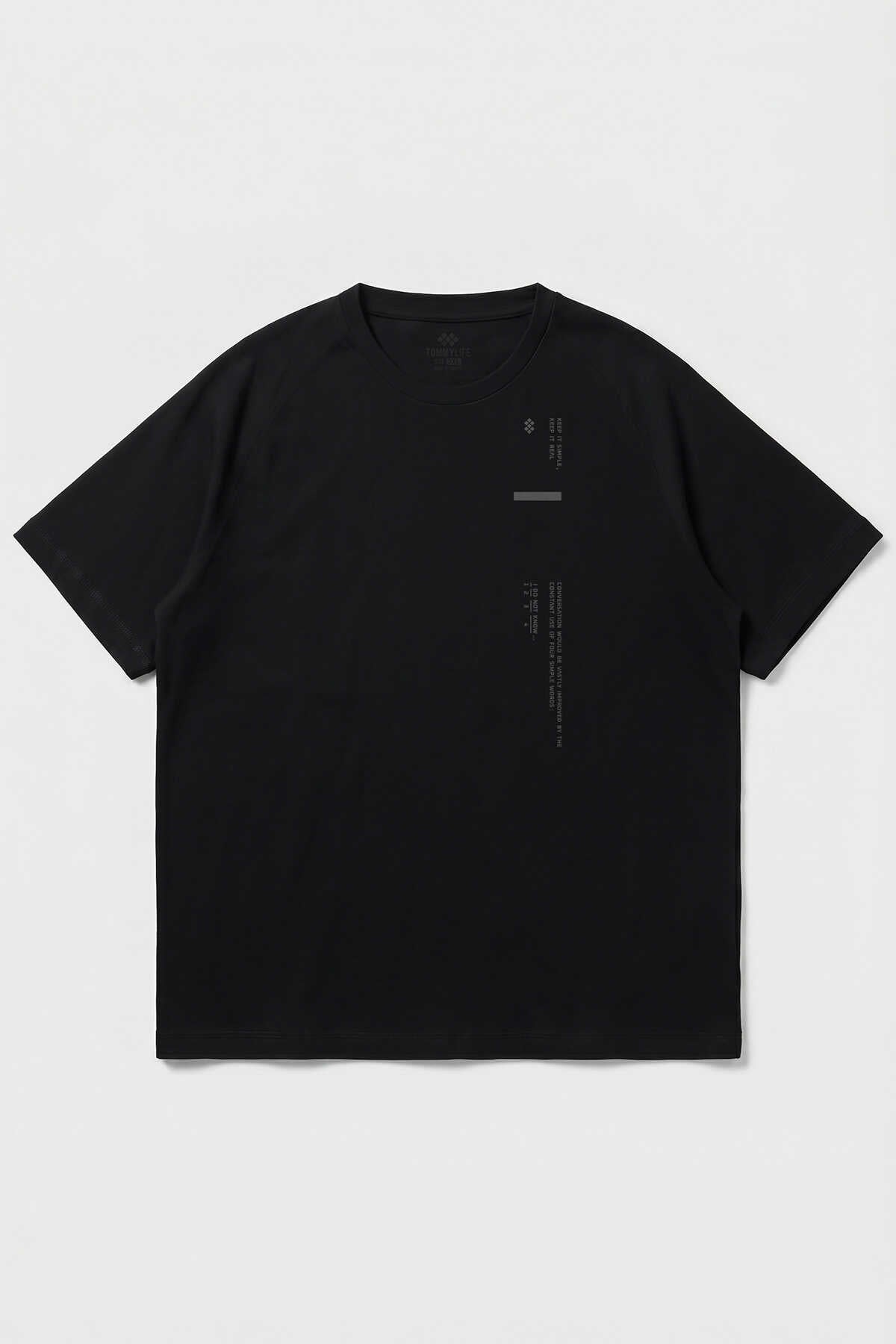 Tricou bărbătesc cu mânecă scurtă, negru, imprimat, mărime mare, Tommylife, en-gros - 88465