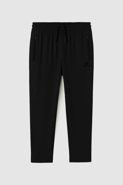 Tommylife Toptan Siyah Belden Bağcıklı Fermuar Cepli Basic Klasik Paça Erkek Eşofman Alt - 84842
