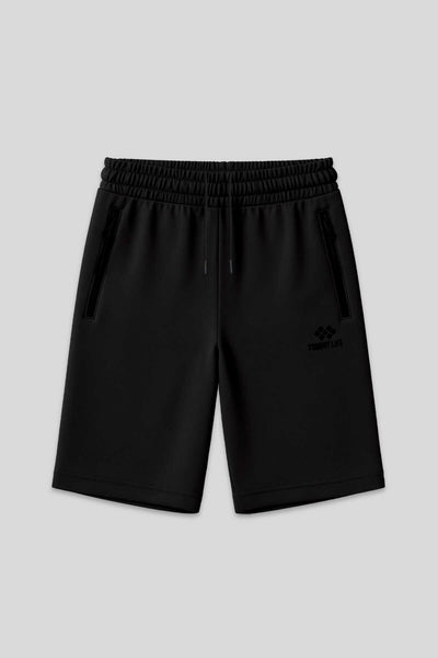 Pantaloni scurți negri Tommylife Wholesale pentru bărbați, mărime mare, cu buzunar cu fermoar și croială standard - 81151