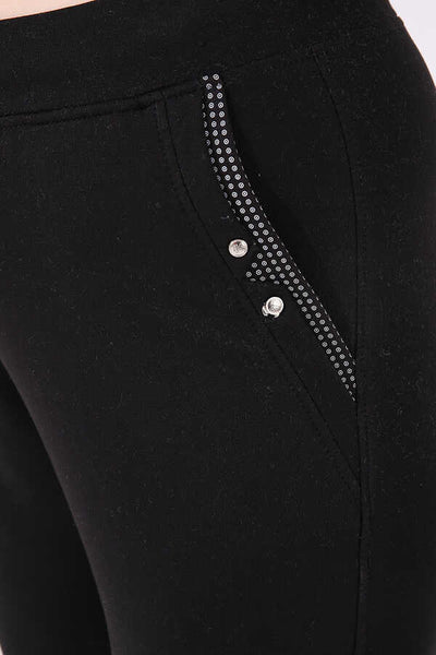 Tommylife Wholesale Black Pocketed Comfortable Fit Classic Leg Women's Plus Size Sweatpants - 94014