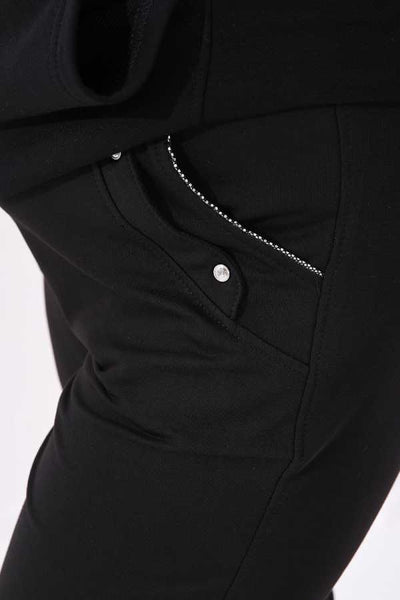 Pantaloni de trening negri, confortabili, cu buzunare, pentru femei, mărime mare, Tommylife Wholesale - 94017