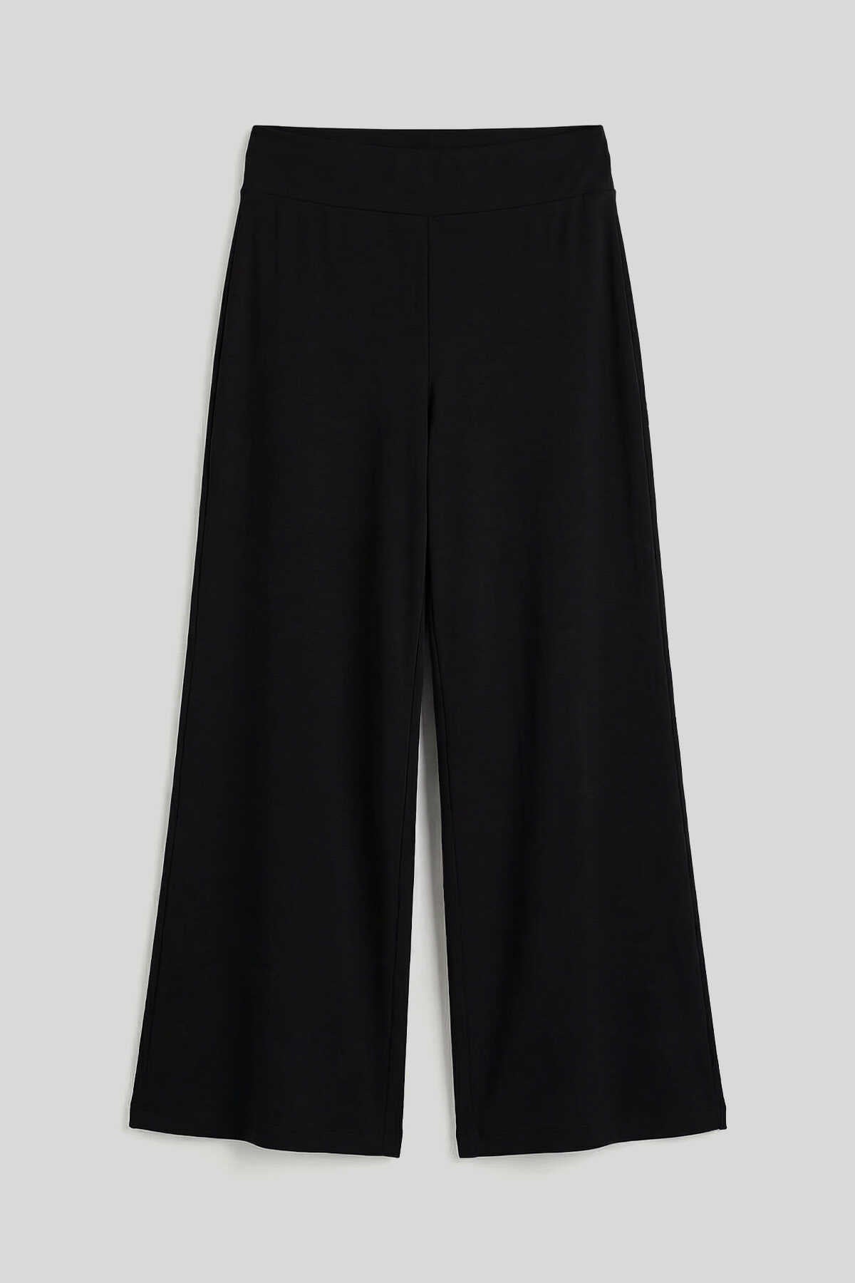 Pantaloni damă negri, cu croială largă, Tommylife, en-gros, tip corset Palazzo, confortabil, în stil negru - 94681