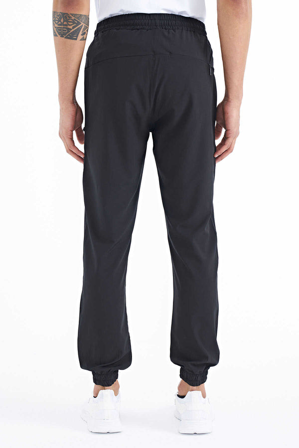 Tommylife Toptan Siyah Erkek Basic Cepli Bağcıklı Rahat Form Lastik Paça Eşofman Altı - 84826
