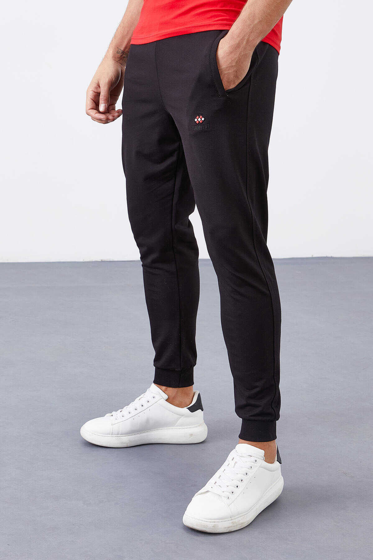 Tommylife Angro Negru Fermoar Cu Buzunare Croit Strâns Jogger Bărbat Trening - 84343