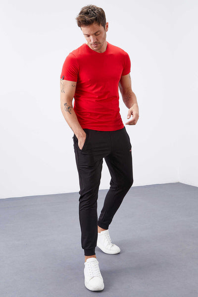 Tommylife Angro Negru Fermoar Cu Buzunare Croit Strâns Jogger Bărbat Trening - 84343