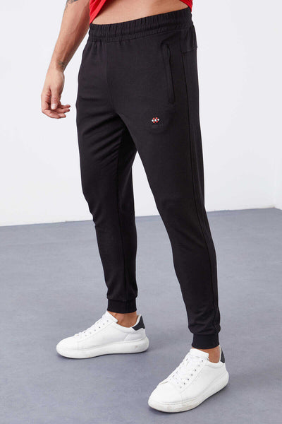 Tommylife Angro Negru Fermoar Cu Buzunare Croit Strâns Jogger Bărbat Trening - 84343