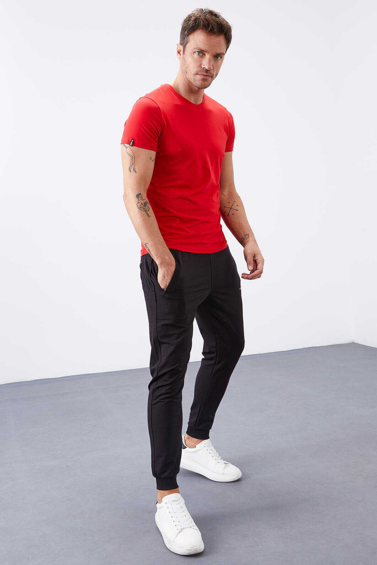 Tommylife Angro Negru Fermoar Cu Buzunare Croit Strâns Jogger Bărbat Trening - 84343