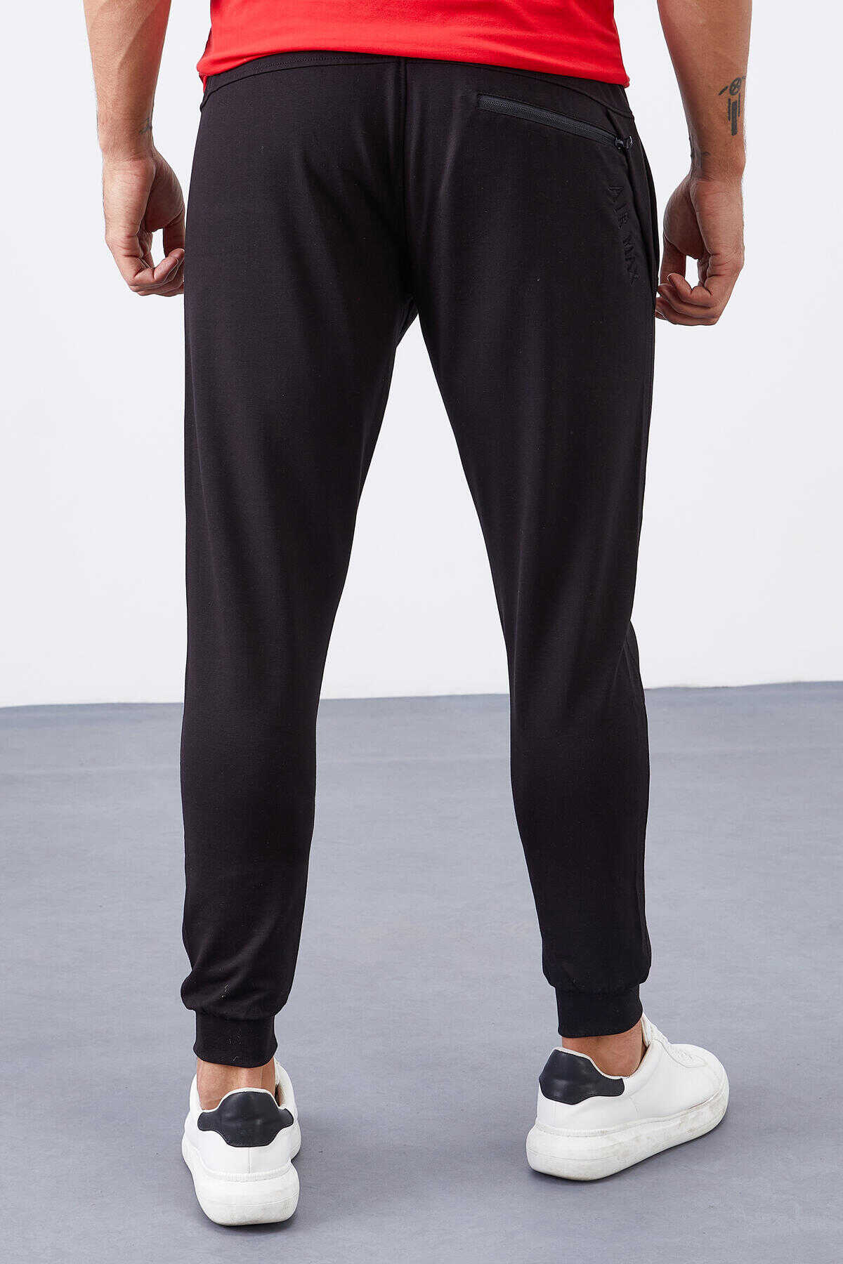 Tommylife Angro Negru Fermoar Cu Buzunare Croit Strâns Jogger Bărbat Trening - 84343