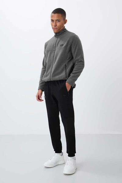 Tommylife Toptan Siyah Fermuar Cepli Standart Kalıp Jogger Erkek Eşofman Alt - 84651