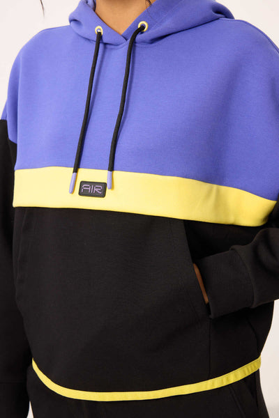 Tommylife Toptan Siyah Kapüşonlu Renk Bloklu Kadın Eşofman Takım - 95327