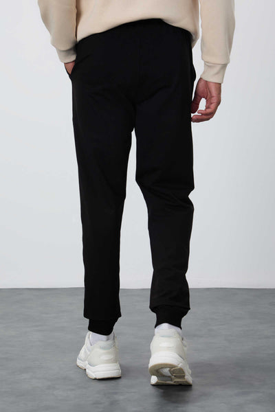 Tommylife Wholesale Black Classic Pocketed Standard Fit Cuffed Men's Sweatpants - 84652