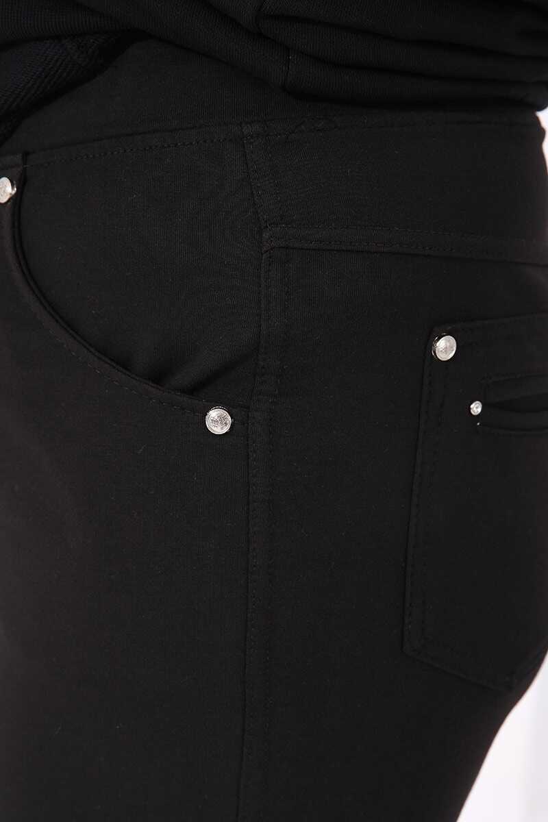 Pantaloni de trening negri cu tiv clasic și detalii cu pietre, Tommylife Wholesale, mărime mare, pentru femei - 94040