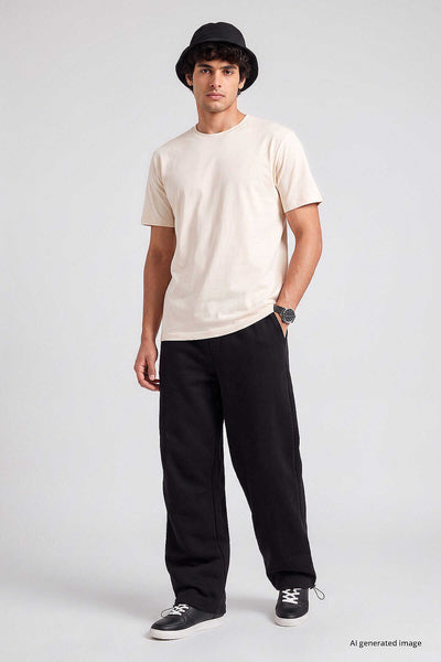 Pantaloni de trening largi pentru bărbați, negri, cu talie elastică, Tommylife, en-gros - 82200