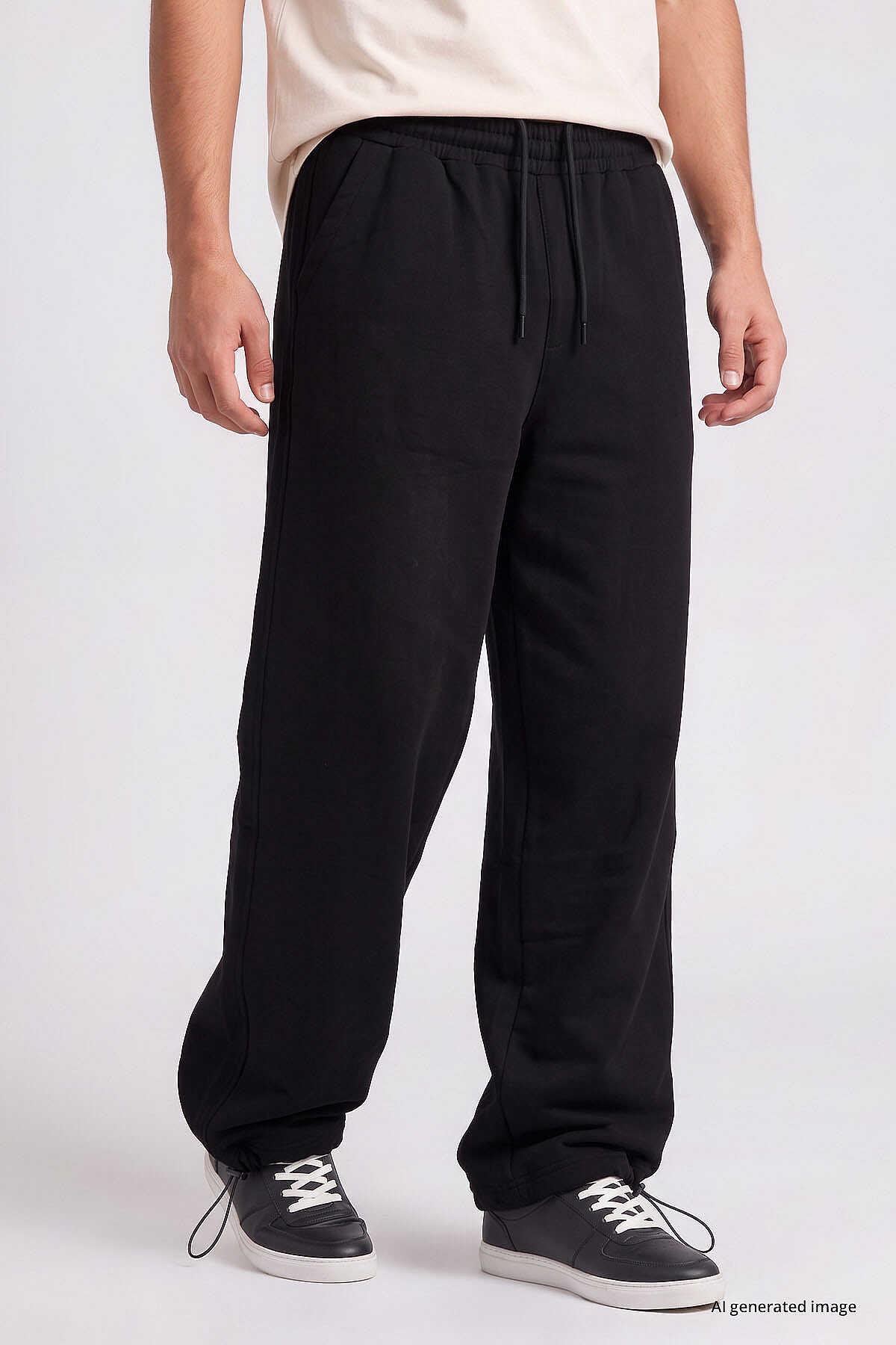 Pantaloni de trening largi pentru bărbați, negri, cu talie elastică, Tommylife, en-gros - 82200