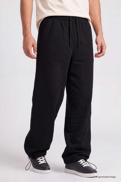 Pantaloni de trening largi pentru bărbați, negri, cu talie elastică, Tommylife, en-gros - 82200