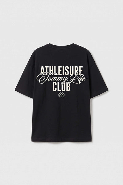Tricou negru supradimensionat cu mânecă scurtă și imprimeu pentru fete, Tommylife, en-gros - 75175