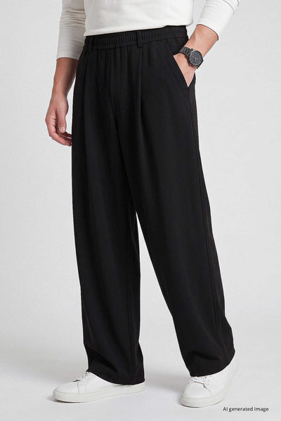 Tommylife Toptan Siyah Rahat Form Erkek Palazzo Pantolon - 82199