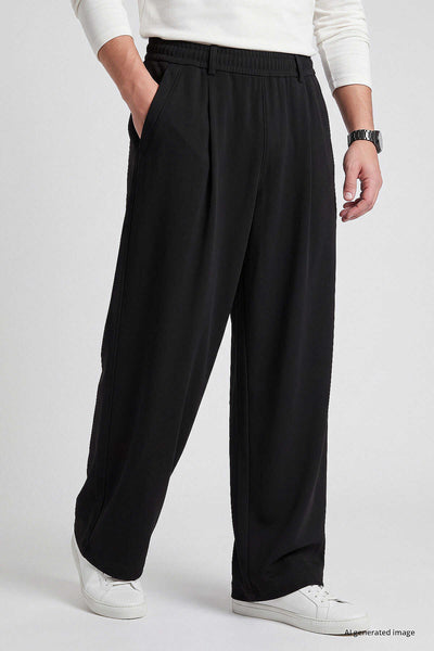 Tommylife Toptan Siyah Rahat Form Erkek Palazzo Pantolon - 82199