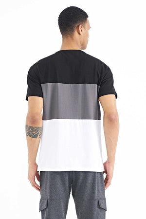 Tommylife Toptan Siyah Renk Geçişli Baskı Detaylı O Yaka Standart Kalıp Erkek T-Shirt - 88177