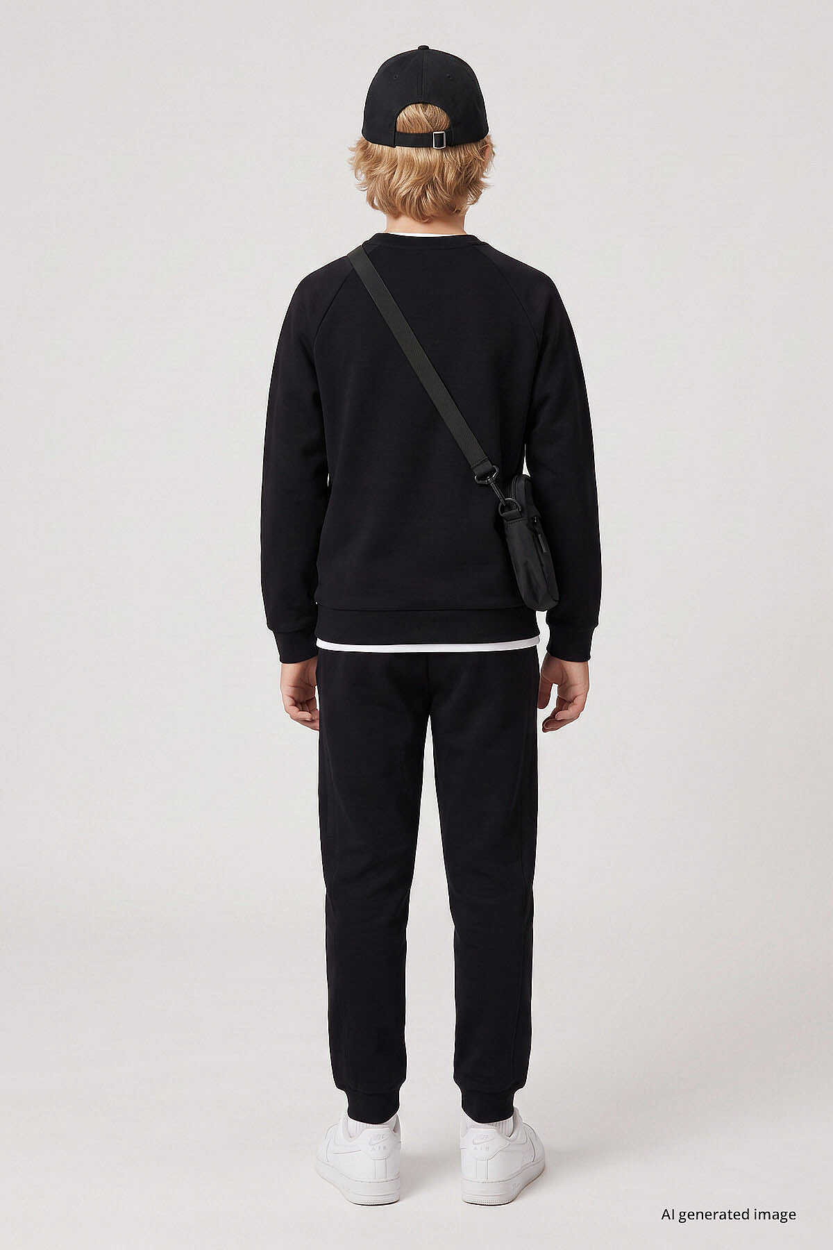 Tommylife Wholesale Black Standard Fit Basic Stitching Detail Boys' Tracksuit Set - 11325