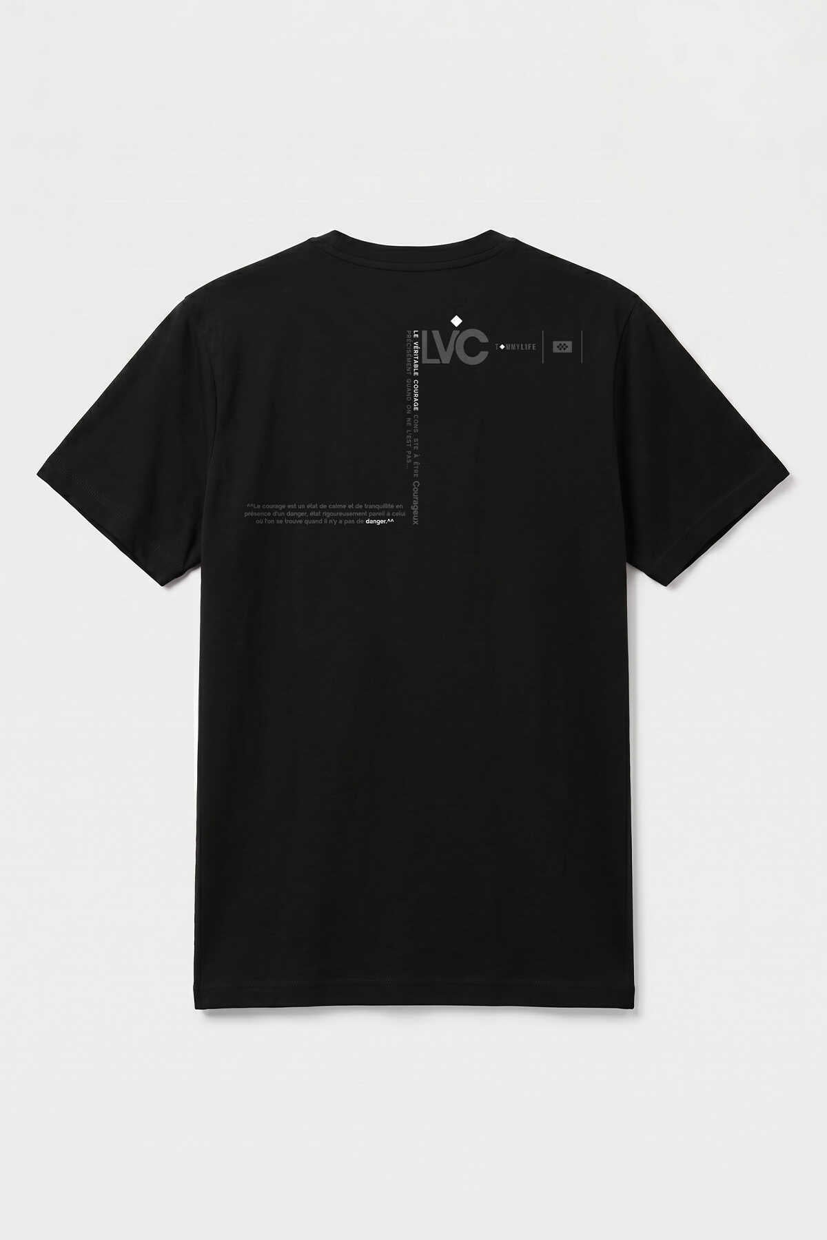 Tommylife Wholesale Black Standard Fit Printed Short-Sleeve Men's T-Shirt - 88440