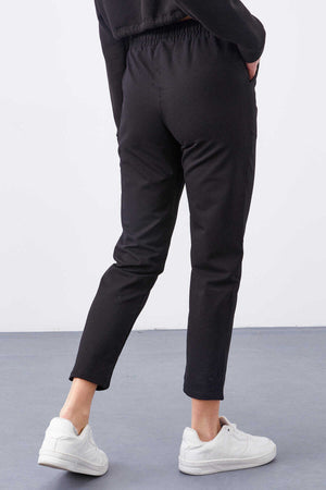Tommylife Toptan Siyah Yüksek Bel Jogger Rahat Form Dar Paça Kadın Eşofman Alt - 94566