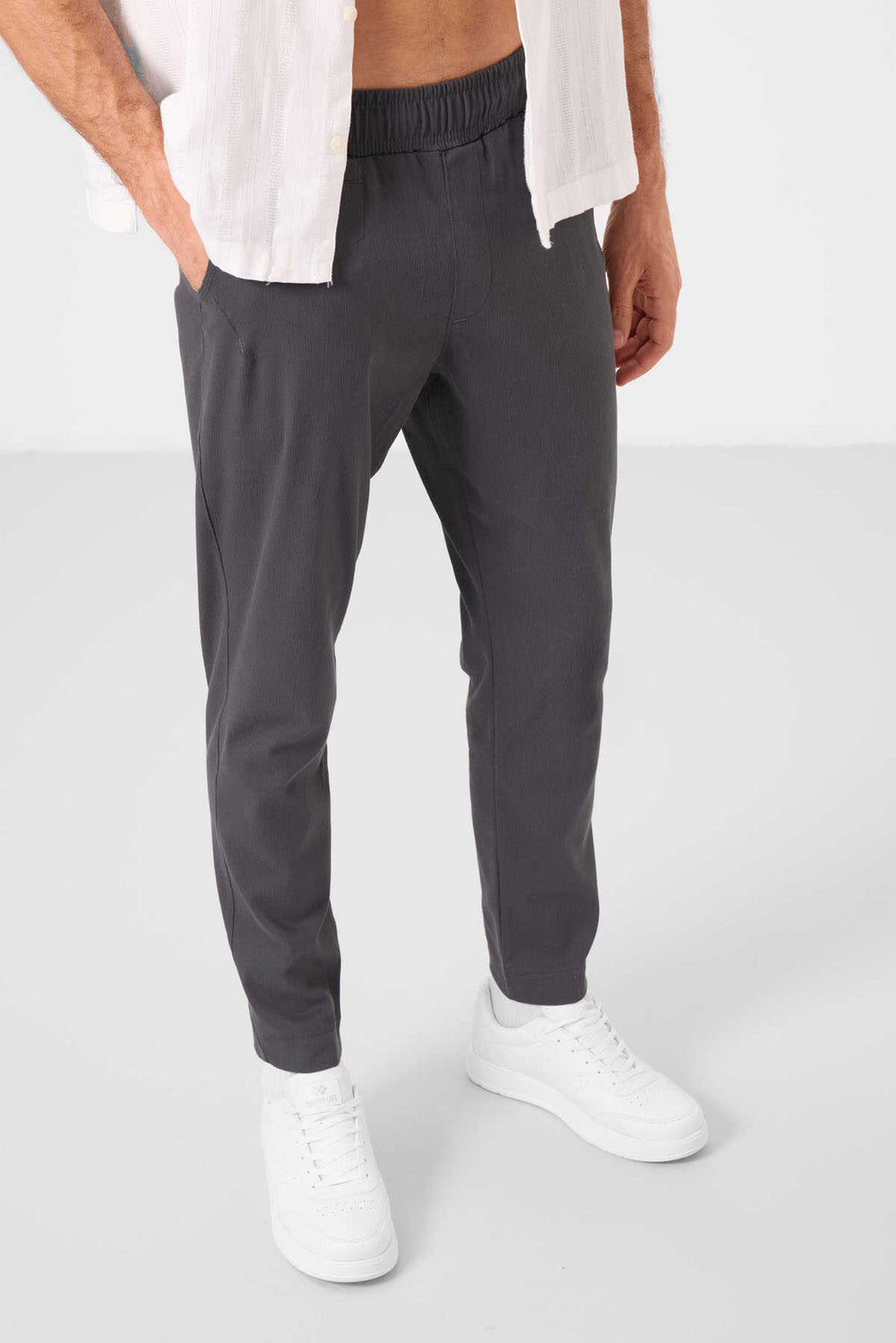 Tommylife Toptan Standart Fit Dokuma Hafif Esnek Chino Erkek Pantolon 82177 Antrasit