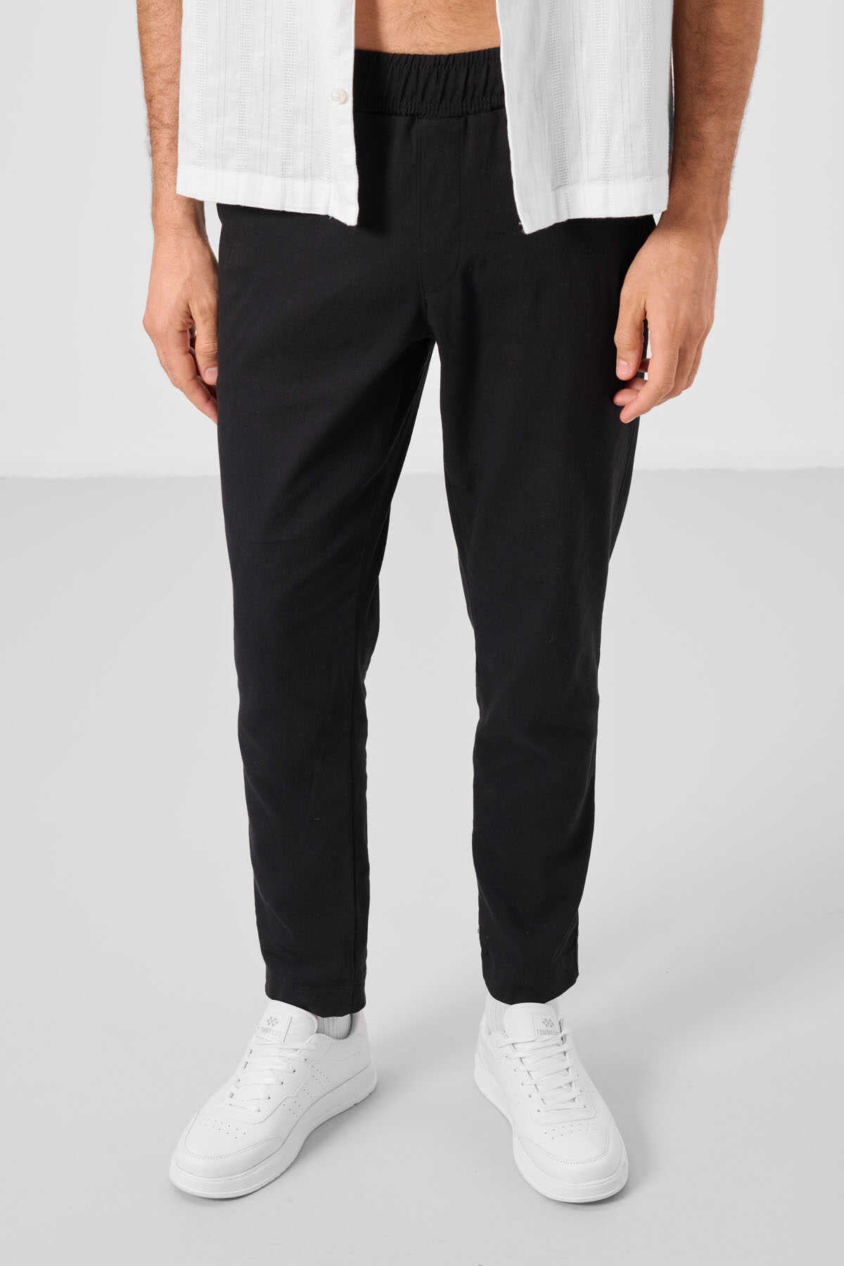 Tommylife Toptan Standart Fit Dokuma Hafif Esnek Chino Erkek Pantolon 82177 Siyah