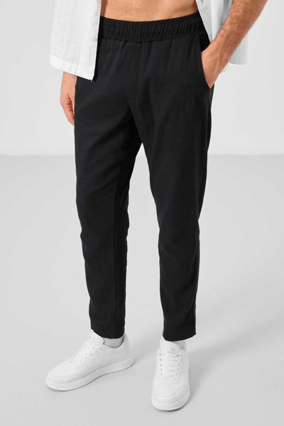 Tommylife Toptan Standart Fit Dokuma Hafif Esnek Chino Erkek Pantolon 82177 Siyah