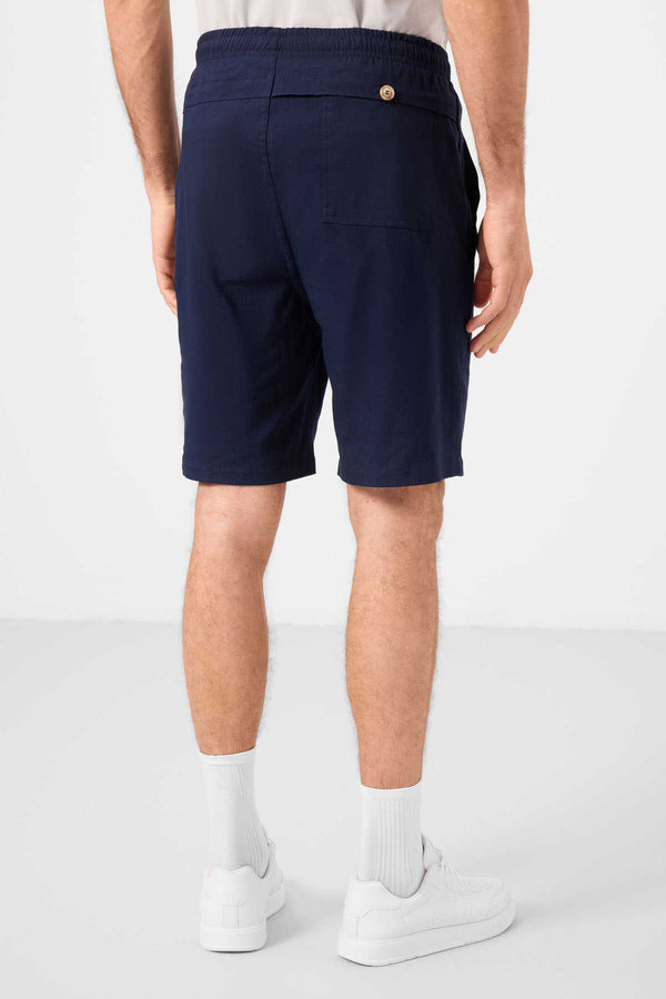 Tommylife Toptan Standart Fit Dokuma Hafif Esnek Chino Erkek Şort 81292 Lacivert