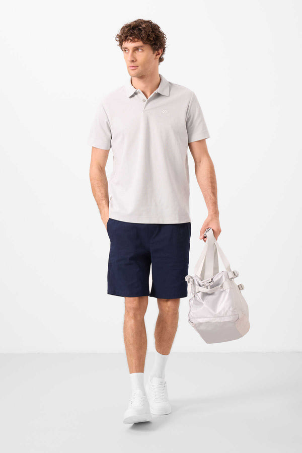 Tommylife Toptan Standart Fit Dokuma Hafif Esnek Chino Erkek Şort 81292 Lacivert