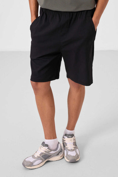 Tommylife Toptan Standart Fit Dokuma Hafif Esnek Chino Erkek Şort 81292 Siyah