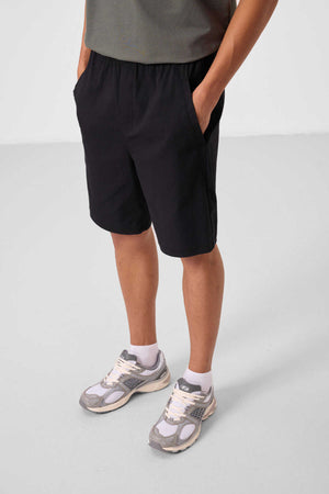Tommylife Toptan Standart Fit Dokuma Hafif Esnek Chino Erkek Şort 81292 Siyah