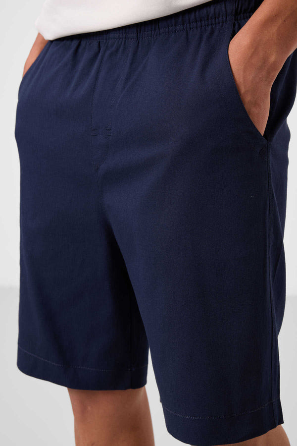 Tommylife Toptan Standart Fit Dokuma Hafif Esnek Chino Erkek Şort 81293 Lacivert