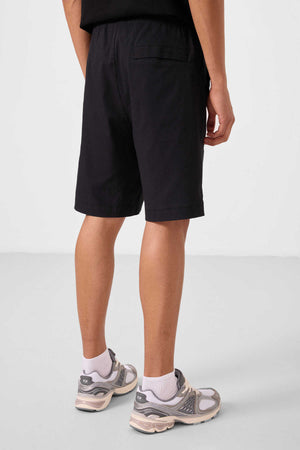 Tommylife Toptan Standart Fit Dokuma Hafif Esnek Chino Erkek Şort 81293 Siyah