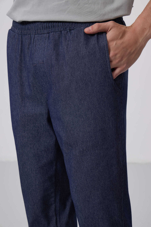 Tommylife Toptan Standart Fit Dokuma Hafif Esnek Chino Pantolon 82175 Kot Lacivert