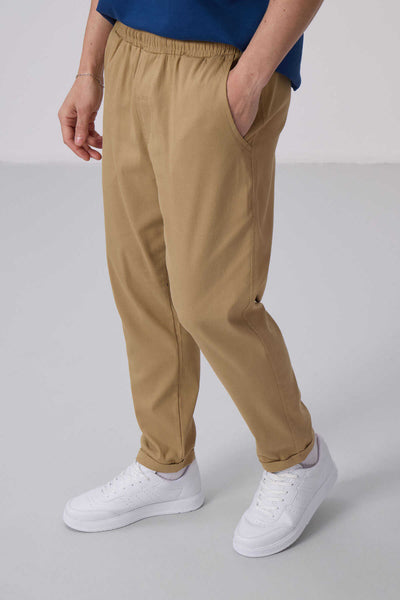 Tommylife Toptan Standart Fit Dokuma Hafif Esnek Chino Pantolon 82175 Koyu Bej