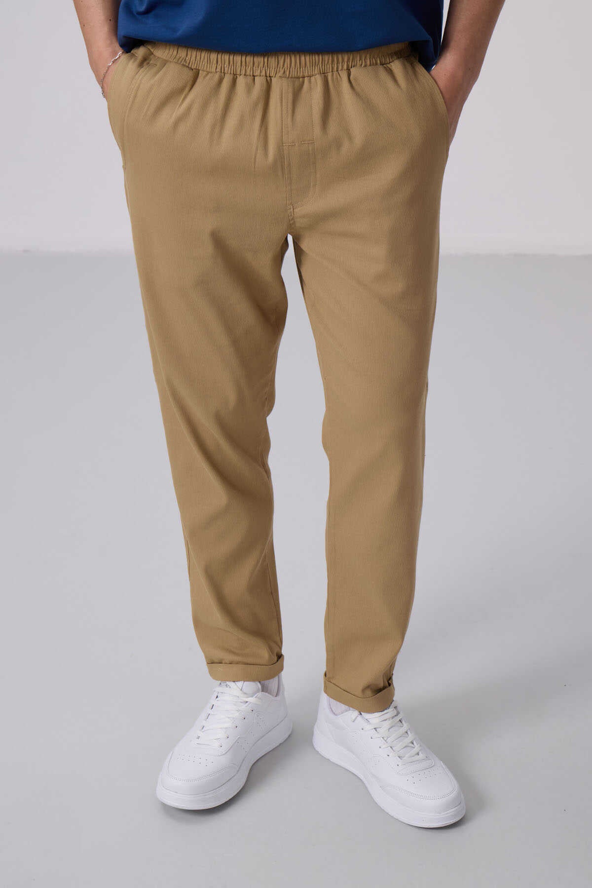 Tommylife Toptan Standart Fit Dokuma Hafif Esnek Chino Pantolon 82175 Koyu Bej