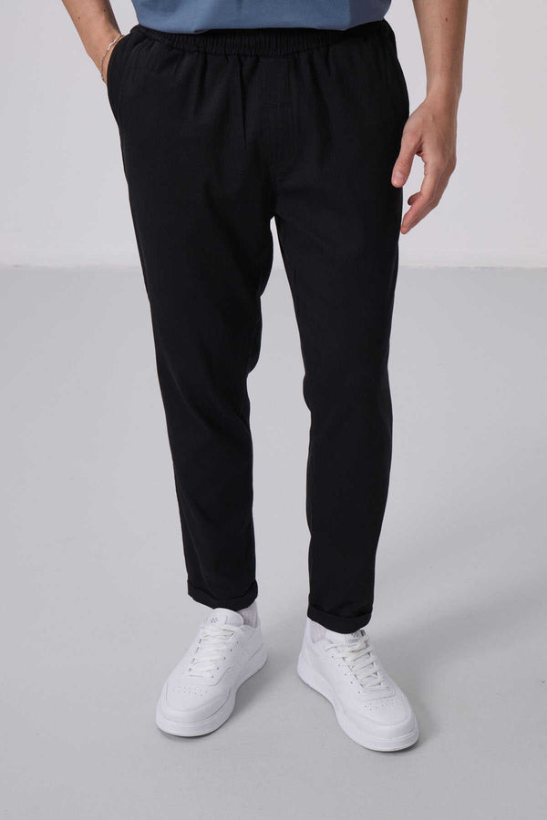 Tommylife Toptan Standart Fit Dokuma Hafif Esnek Chino Pantolon 82175 Siyah