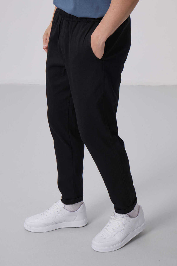 Tommylife Toptan Standart Fit Dokuma Hafif Esnek Chino Pantolon 82175 Siyah