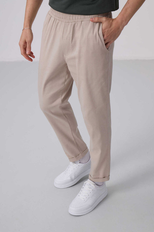 Tommylife Toptan Standart Fit Dokuma Hafif Esnek Chino Pantolon 82175 Taş