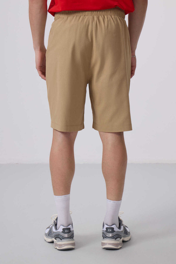 Tommylife Toptan Standart Fit Dokuma Hafif Esnek Chino Şort 81290 Koyu Bej