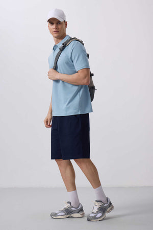 Tommylife Toptan Standart Fit Dokuma Hafif Esnek Chino Şort 81290 Lacivert