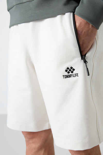 Pantaloni scurți Tommylife Wholesale Standard Fit Basic pentru bărbați 81136 Ecru