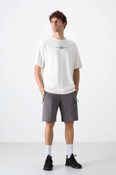 Tommylife Toptan Standard Fit Basic Barbati Pantalon Scurt 81136 Gri Inchis
