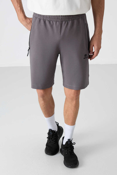 Tommylife Toptan Standard Fit Basic Barbati Pantalon Scurt 81136 Gri Inchis