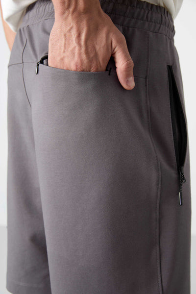 Tommylife Toptan Standard Fit Basic Barbati Pantalon Scurt 81136 Gri Inchis